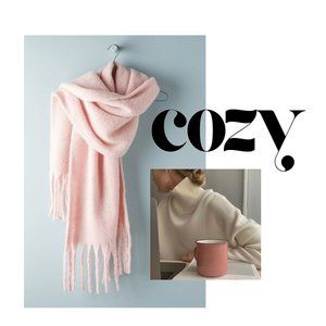 Anthropologie pink blanket scarf